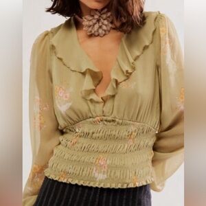 FREE PEOPLE “Smocked So Nice Top” NWOT sz XL
